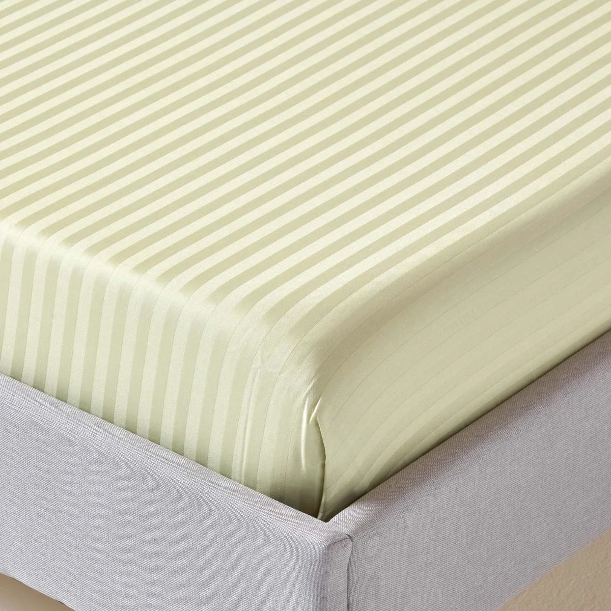 Sage Green Egyptian Cotton Satin Stripe Flat Sheet 330 Thread Count 4 Sage Green Egyptian Cotton Satin Stripe Flat Sheet 330 Thread Count - Image 2