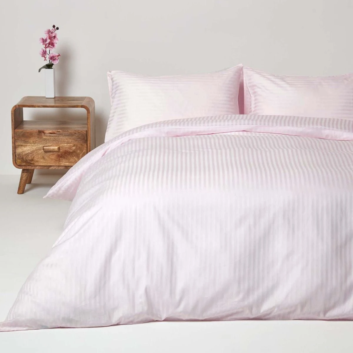 Dusky Pink Violet Egyptian Cotton Stripe Duvet Cover And Pillowcases 330 TC 4 Dusky Pink Violet Egyptian Cotton Stripe Duvet Cover And Pillowcases 330 TC - Image 2