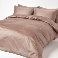 Brown Organic Cotton Duvet Cover Set 400 Thread Count