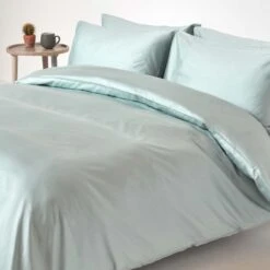 Duck Egg Blue Organic Cotton Duvet Cover Set 400 Thread Count 10 Duck Egg Blue Organic Cotton Duvet Cover Set 400 Thread Count -Best Homeware Store bl1339 02