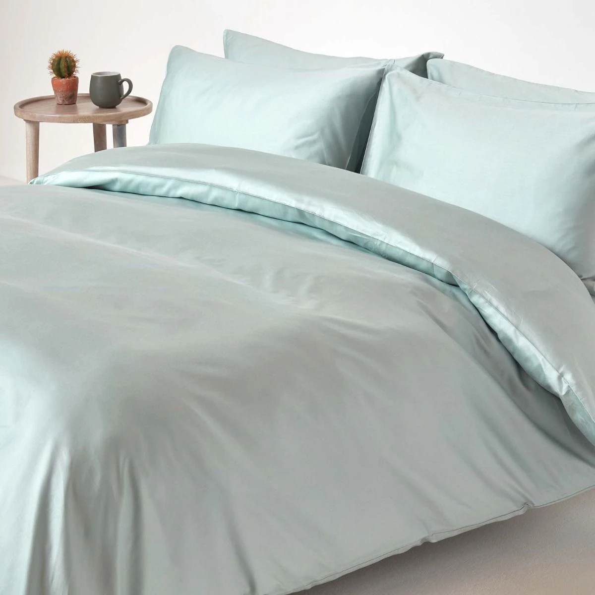 Duck Egg Blue Organic Cotton Duvet Cover Set 400 Thread Count 4 Duck Egg Blue Organic Cotton Duvet Cover Set 400 Thread Count - Image 2