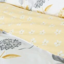 Lemon, White And Grey Floral Duvet Cover Set 8 Lemon, White And Grey Floral Duvet Cover Set -Best Homeware Store bl1347b 4
