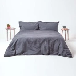 Dark Grey Linen Deep Fitted Sheet 11 Dark Grey Linen Deep Fitted Sheet -Best Homeware Store bl1522 4