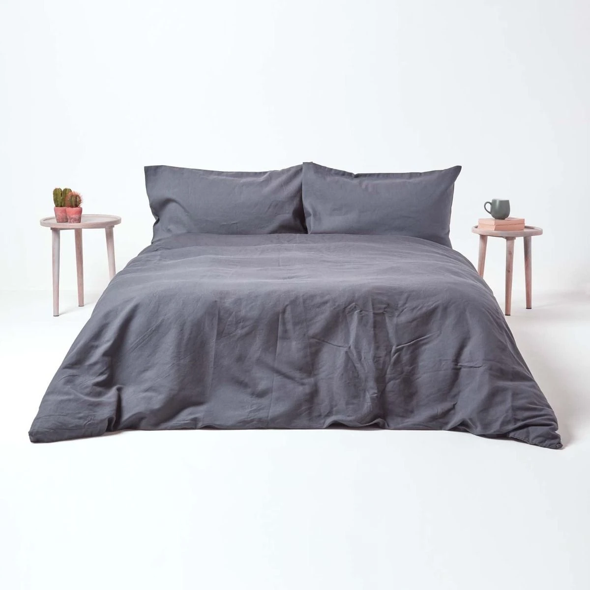 Dark Grey Linen Deep Fitted Sheet 6 Dark Grey Linen Deep Fitted Sheet - Image 4