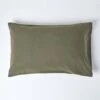 Khaki Green Linen Housewife Pillowcase, King