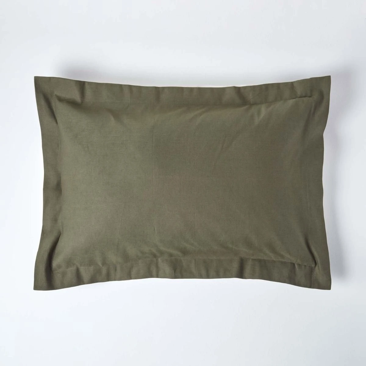 Khaki Green Linen Oxford Pillowcase, King 3 Khaki Green Linen Oxford Pillowcase, King