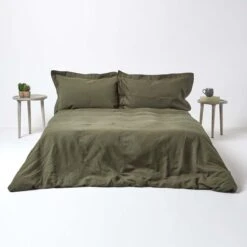 Khaki Green Linen Oxford Pillowcase, King 12 Khaki Green Linen Oxford Pillowcase, King -Best Homeware Store bl1555 5