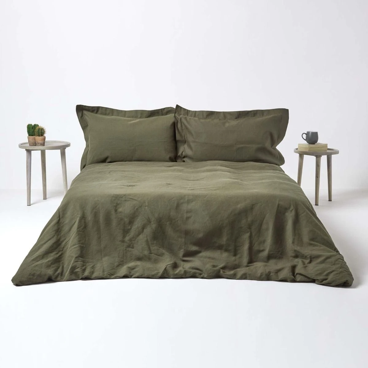 Khaki Green Linen Oxford Pillowcase, King 7 Khaki Green Linen Oxford Pillowcase, King - Image 5