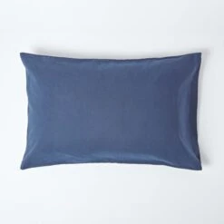 Navy Blue Linen Housewife Pillowcase, King