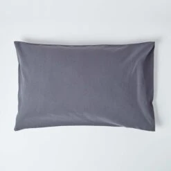 Dark Grey Linen Housewife Pillowcase, King