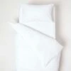 White Organic Cotton Cot Bed Duvet Cover Set 400 Thread Count