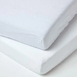 White Linen Cot Bed Fitted Sheets 70 X 140 Cm, Pack Of 2