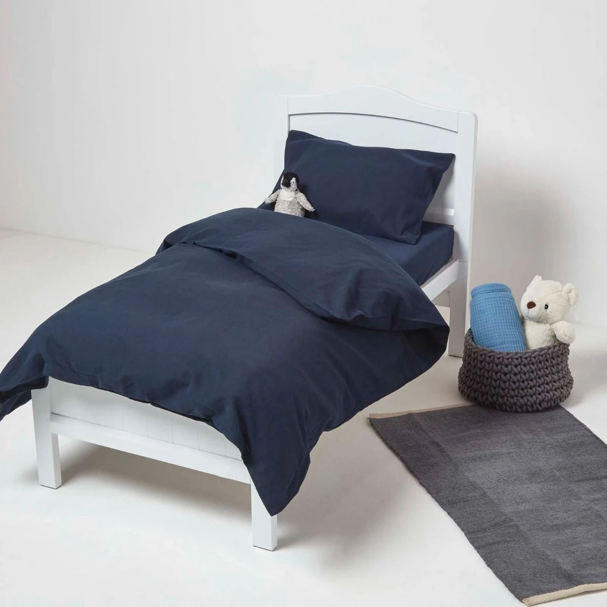 Navy Linen Cot Bed Fitted Sheets 70 X 140 Cm, Pack Of 2 4 Navy Linen Cot Bed Fitted Sheets 70 X 140 Cm, Pack Of 2 - Image 2
