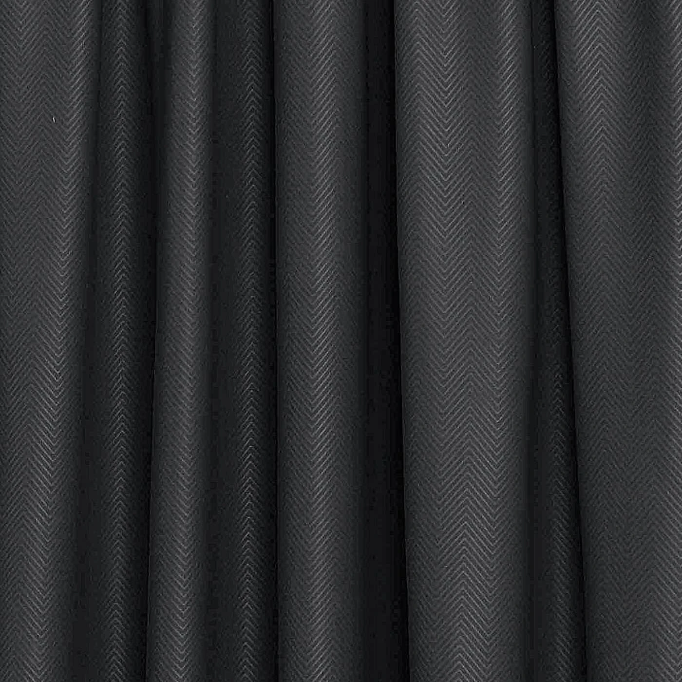 Black Herringbone Chevron Thermal Blackout Curtains Pair Pencil Pleat 6 Black Herringbone Chevron Thermal Blackout Curtains Pair Pencil Pleat - Image 4