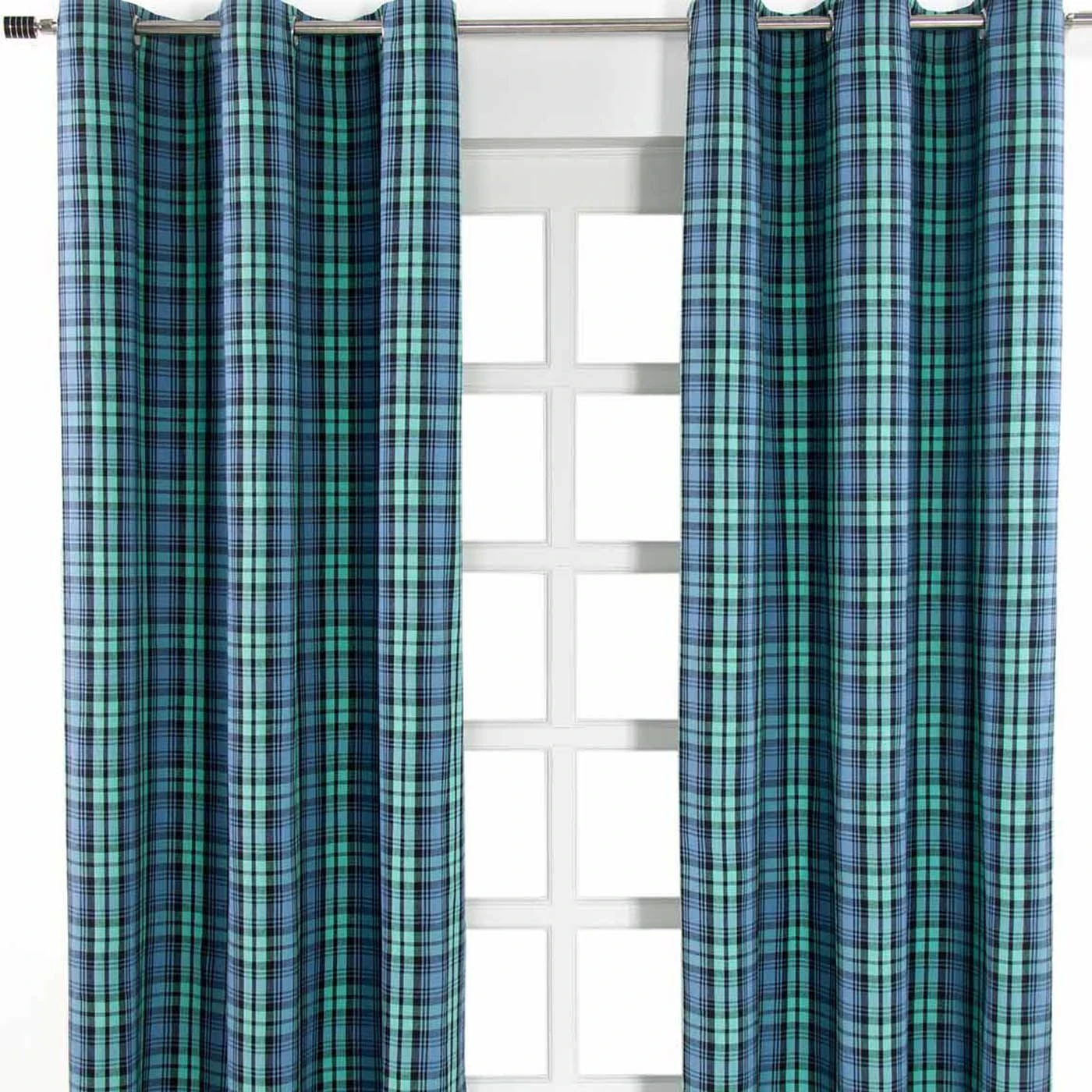 Black Watch Tartan Ready Made Eyelet Curtain Pair 3 Black Watch Tartan Ready Made Eyelet Curtain Pair