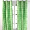 Cotton Green Block Check Gingham Ready Made Eyelet Curtains