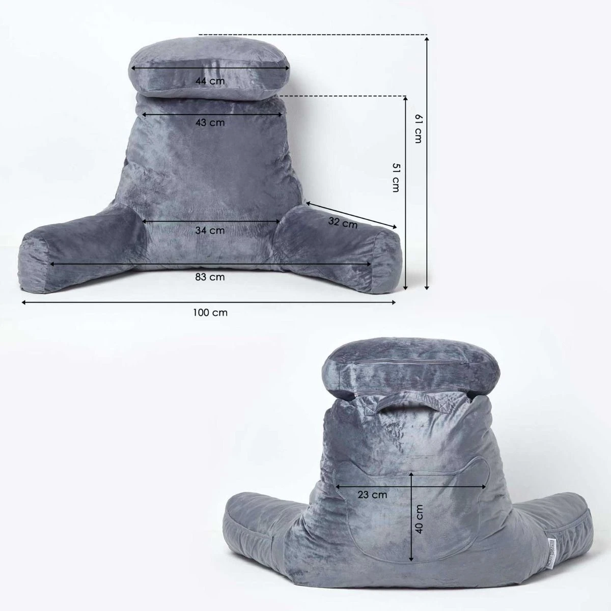 Grey Reading Pillow Memory Foam Filling & Velvet Cover, Extra Large 10 Grey Reading Pillow Memory Foam Filling & Velvet Cover, Extra Large - Image 8