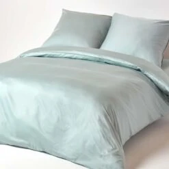 Duck Egg Blue European Size Organic Cotton Duvet Cover Set 400 TC