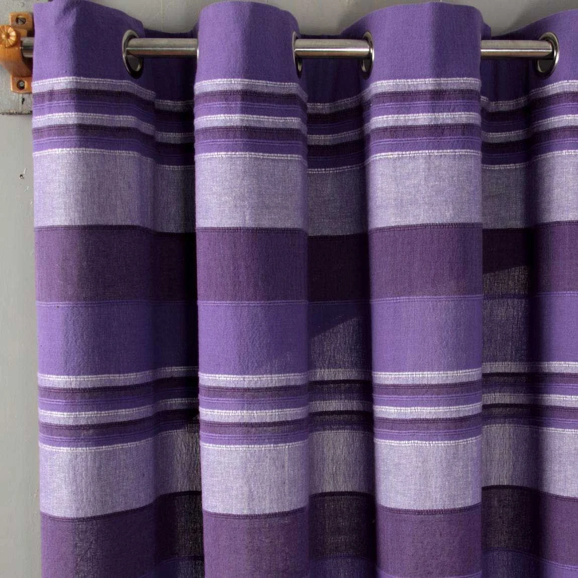 Cotton Morocco Striped Mauve Curtain Pair 5 Cotton Morocco Striped Mauve Curtain Pair - Image 3