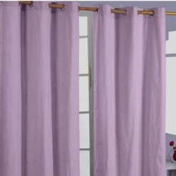 Cotton Plain Mauve Ready Made Eyelet Curtain Pair