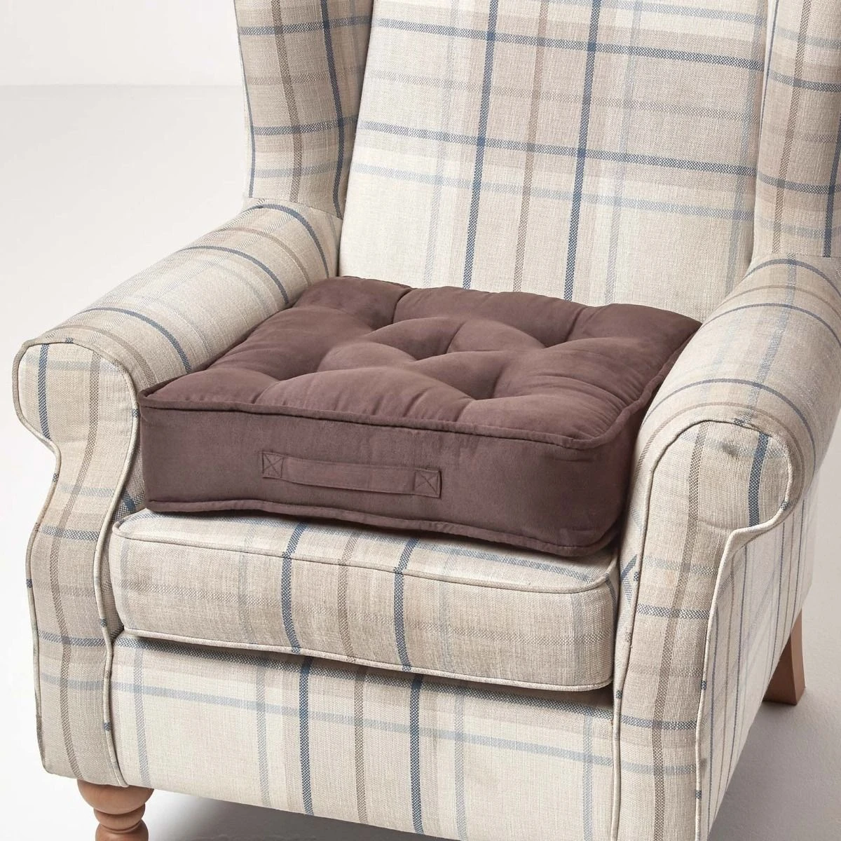 Chocolate Brown Faux Suede Armchair Booster Cushion 3 Chocolate Brown Faux Suede Armchair Booster Cushion