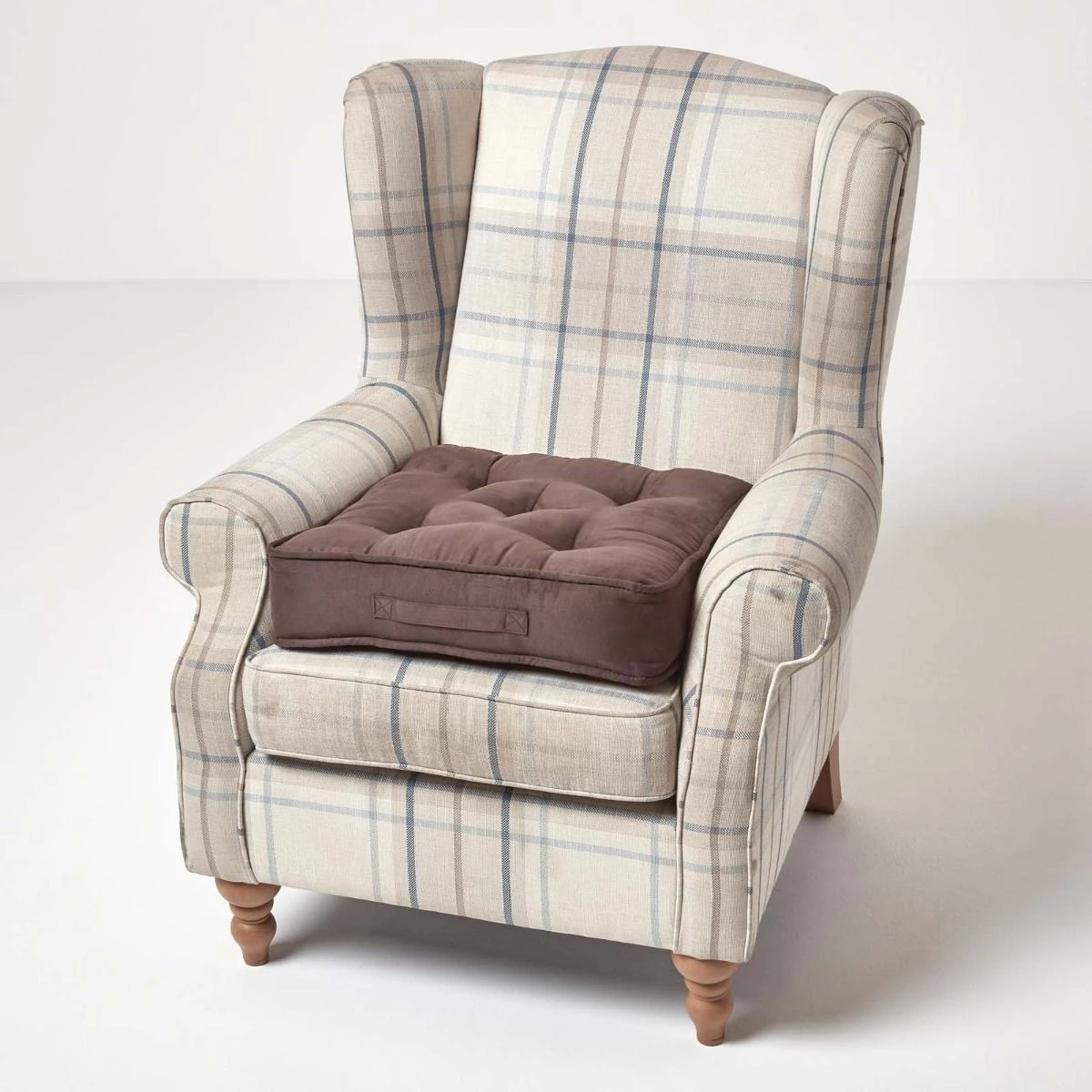 Chocolate Brown Faux Suede Armchair Booster Cushion 8 Chocolate Brown Faux Suede Armchair Booster Cushion - Image 6