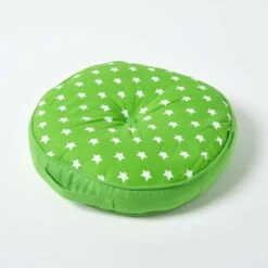 Green Stars Round Floor Cushion