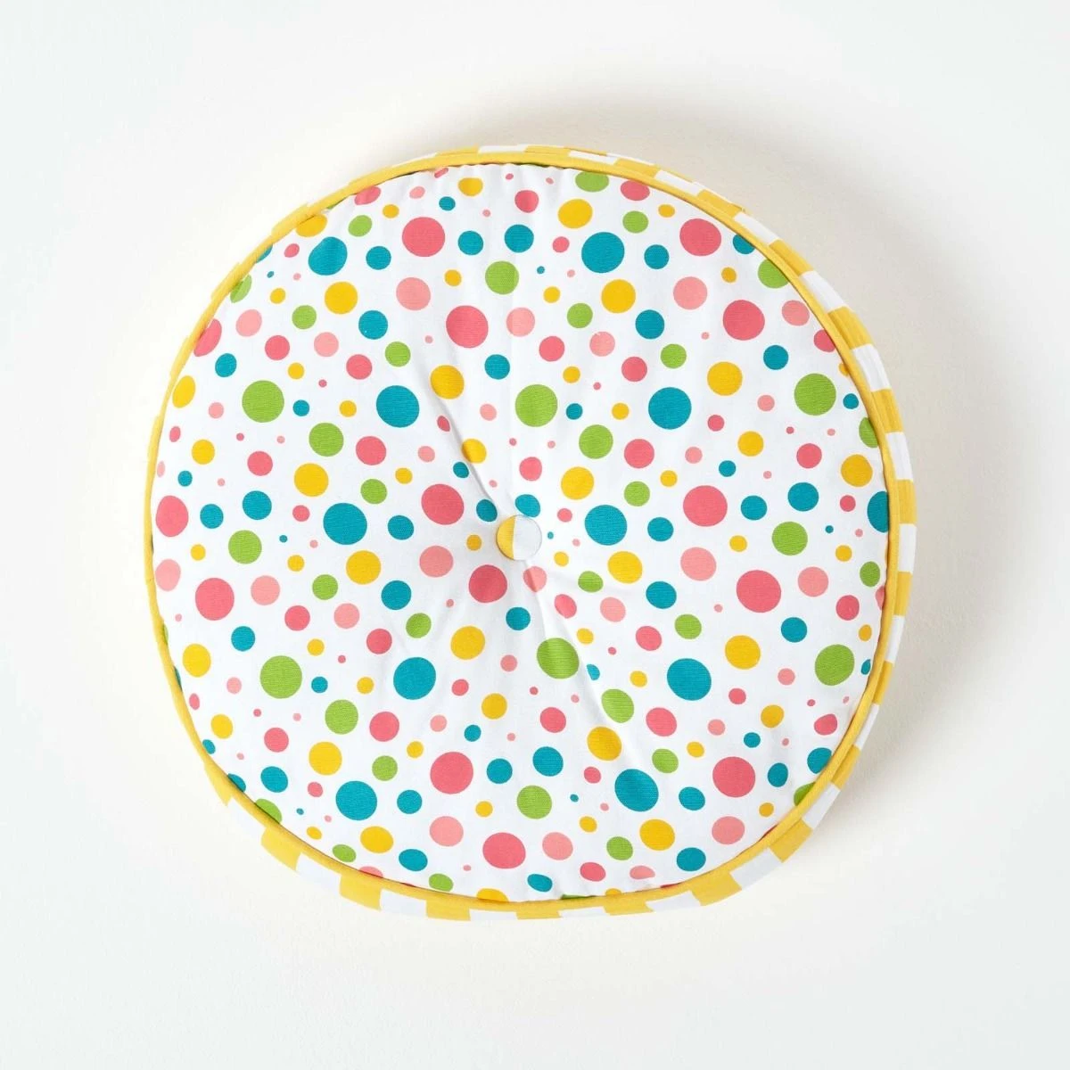 Multi Polka Dots & Yellow Stripes Round Floor Cushion 5 Multi Polka Dots & Yellow Stripes Round Floor Cushion - Image 3