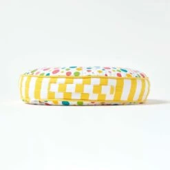 Multi Polka Dots & Yellow Stripes Round Floor Cushion 12 Multi Polka Dots & Yellow Stripes Round Floor Cushion -Best Homeware Store cu1160a 05