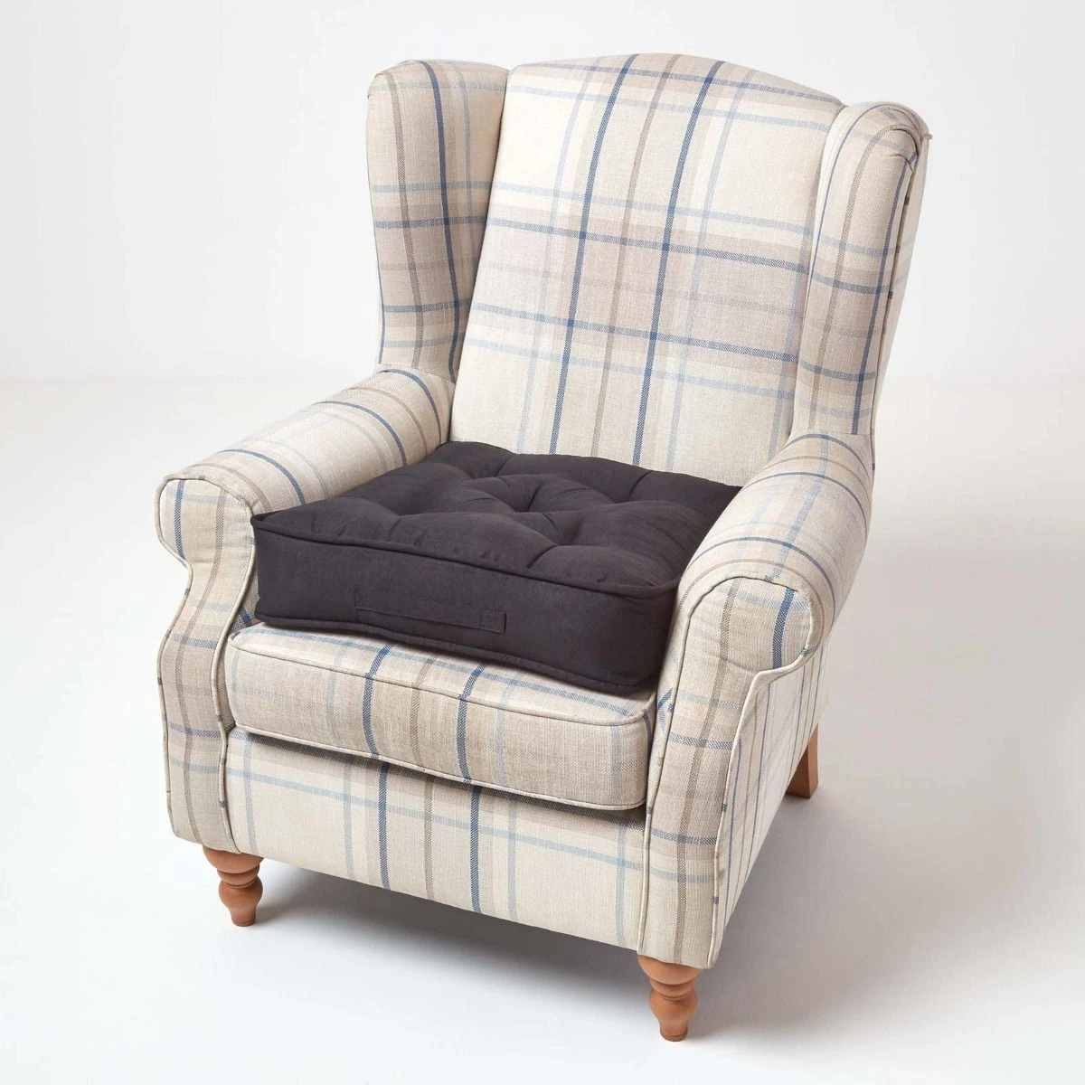 Black Faux Suede Armchair Booster Cushion 8 Black Faux Suede Armchair Booster Cushion - Image 6