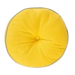 Yellow And Grey Round Floor Cushion