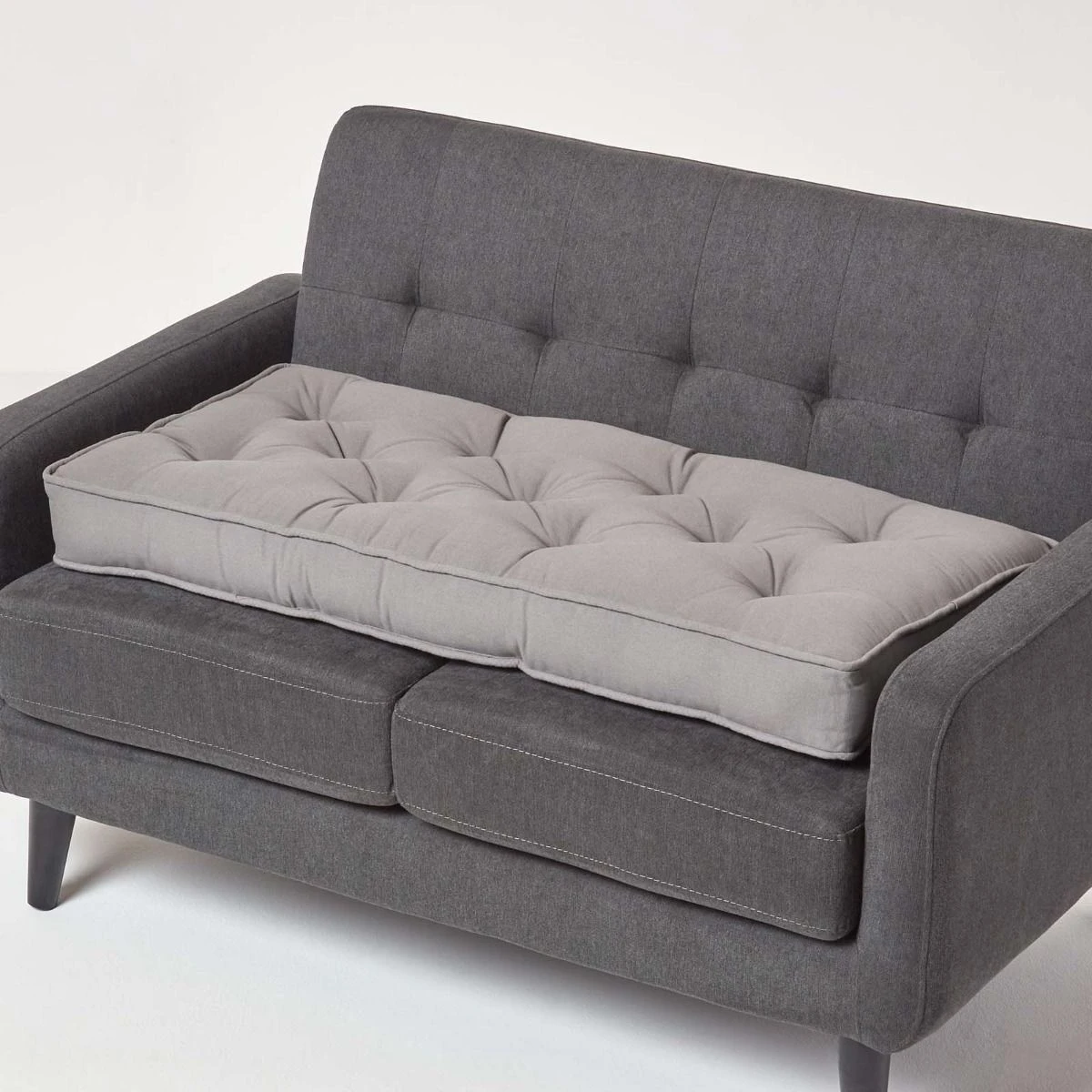 Charcoal Grey Cotton 2 Seater Booster Cushion 3 Charcoal Grey Cotton 2 Seater Booster Cushion