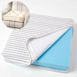 Grey Stripe Quilted Cotton Armchair Booster Cushion Cover