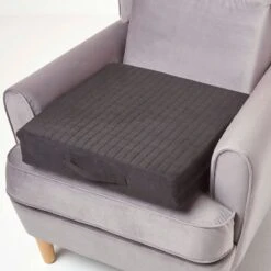 Black Suede Orthopaedic Foam Armchair Booster Cushion