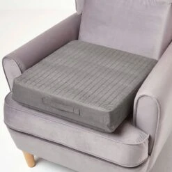 Grey Suede Orthopaedic Foam Armchair Booster Cushion