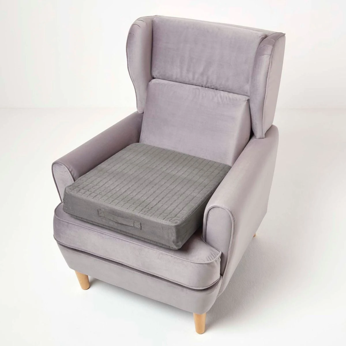 Grey Quilted Faux Suede Armchair Booster Cushion Cover 9 Grey Quilted Faux Suede Armchair Booster Cushion Cover - Image 7