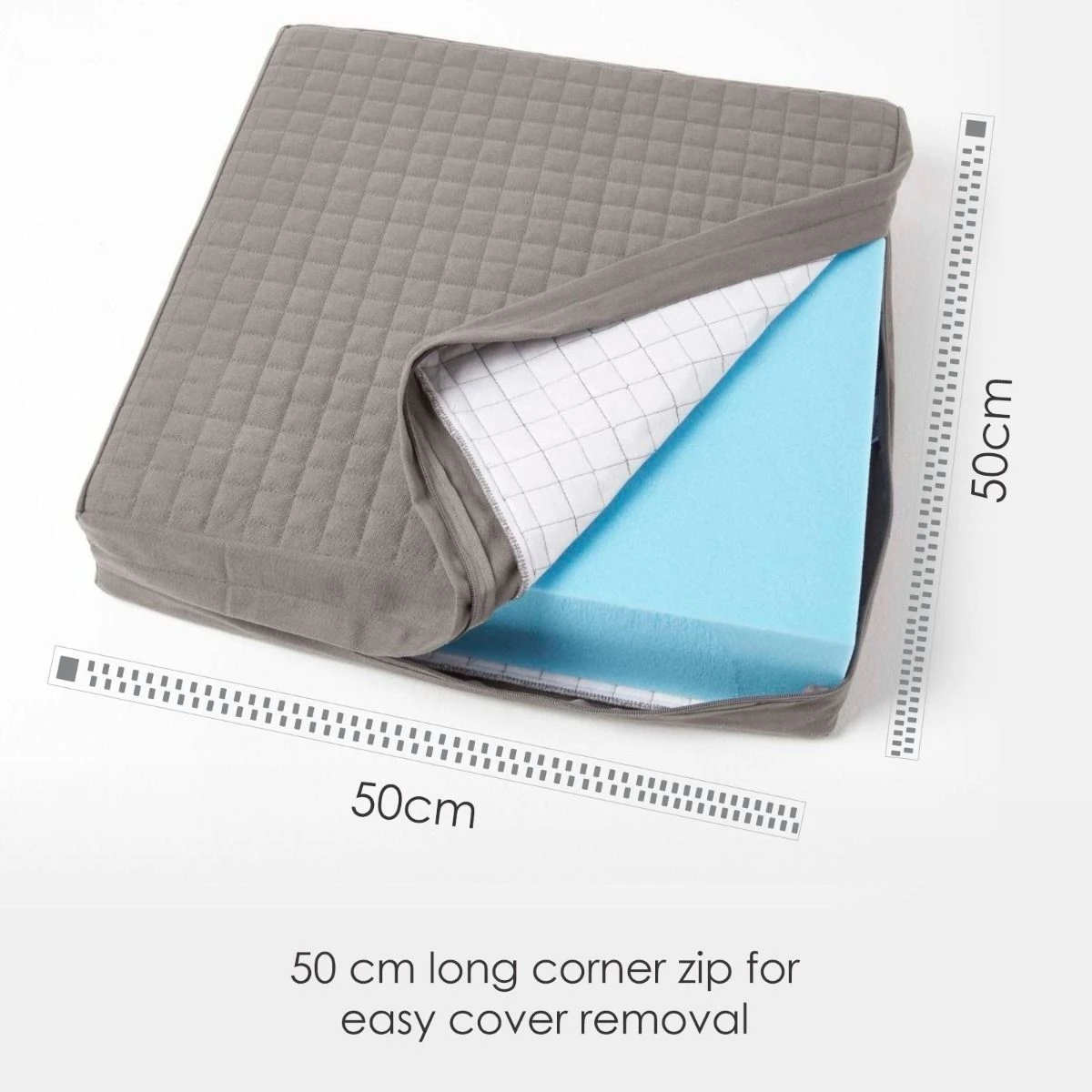 Grey Quilted Faux Suede Armchair Booster Cushion Cover 6 Grey Quilted Faux Suede Armchair Booster Cushion Cover - Image 4