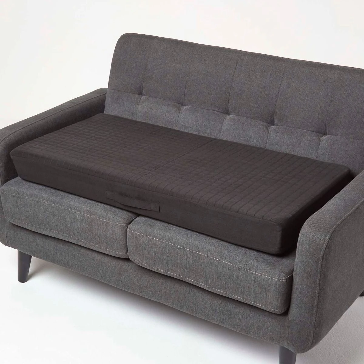 Black Suede Orthopaedic Foam 2 Seater Booster Cushion 3 Black Suede Orthopaedic Foam 2 Seater Booster Cushion