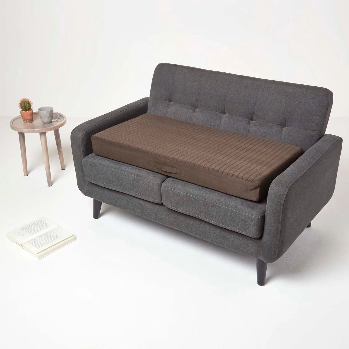 Brown Suede Orthopaedic Foam 2 Seater Booster Cushion 7 Brown Suede Orthopaedic Foam 2 Seater Booster Cushion - Image 5