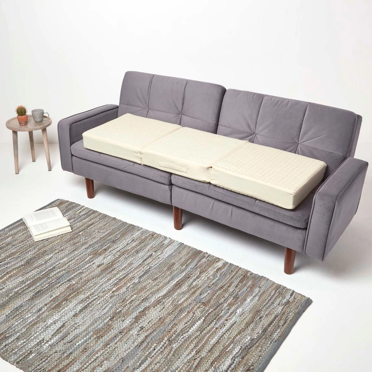 Cream Cotton Orthopaedic Foam 3 Seater Booster Cushion 7 Cream Cotton Orthopaedic Foam 3 Seater Booster Cushion - Image 5