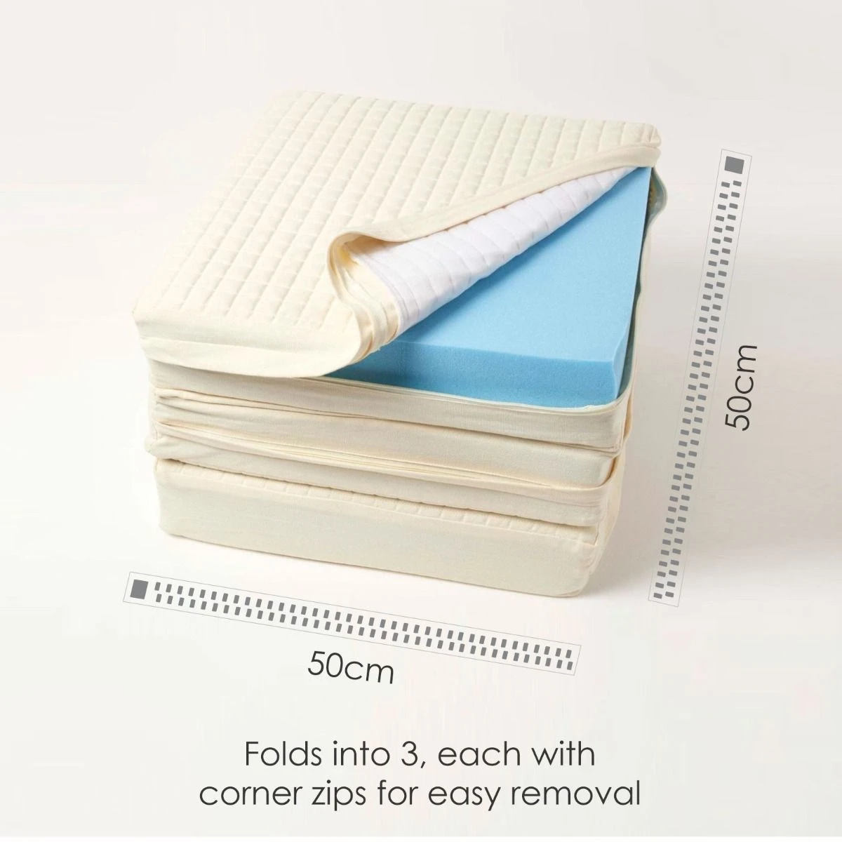 Cream Cotton Orthopaedic Foam 3 Seater Booster Cushion 4 Cream Cotton Orthopaedic Foam 3 Seater Booster Cushion - Image 2