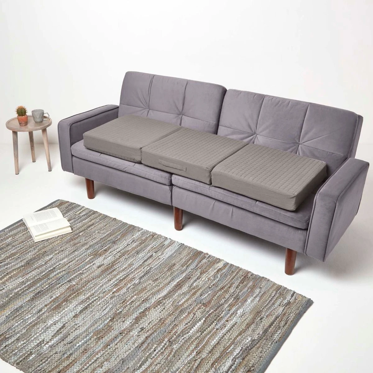 Grey Cotton Orthopaedic Foam 3 Seater Booster Cushion 7 Grey Cotton Orthopaedic Foam 3 Seater Booster Cushion - Image 5