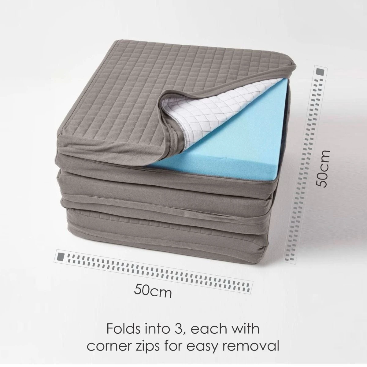 Grey Cotton Orthopaedic Foam 3 Seater Booster Cushion 4 Grey Cotton Orthopaedic Foam 3 Seater Booster Cushion - Image 2