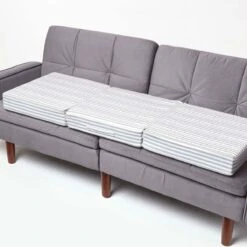 Grey Stripe Cotton Orthopaedic Foam 3 Seater Booster Cushion