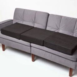 Black Suede Orthopaedic Foam 3 Seater Booster Cushion