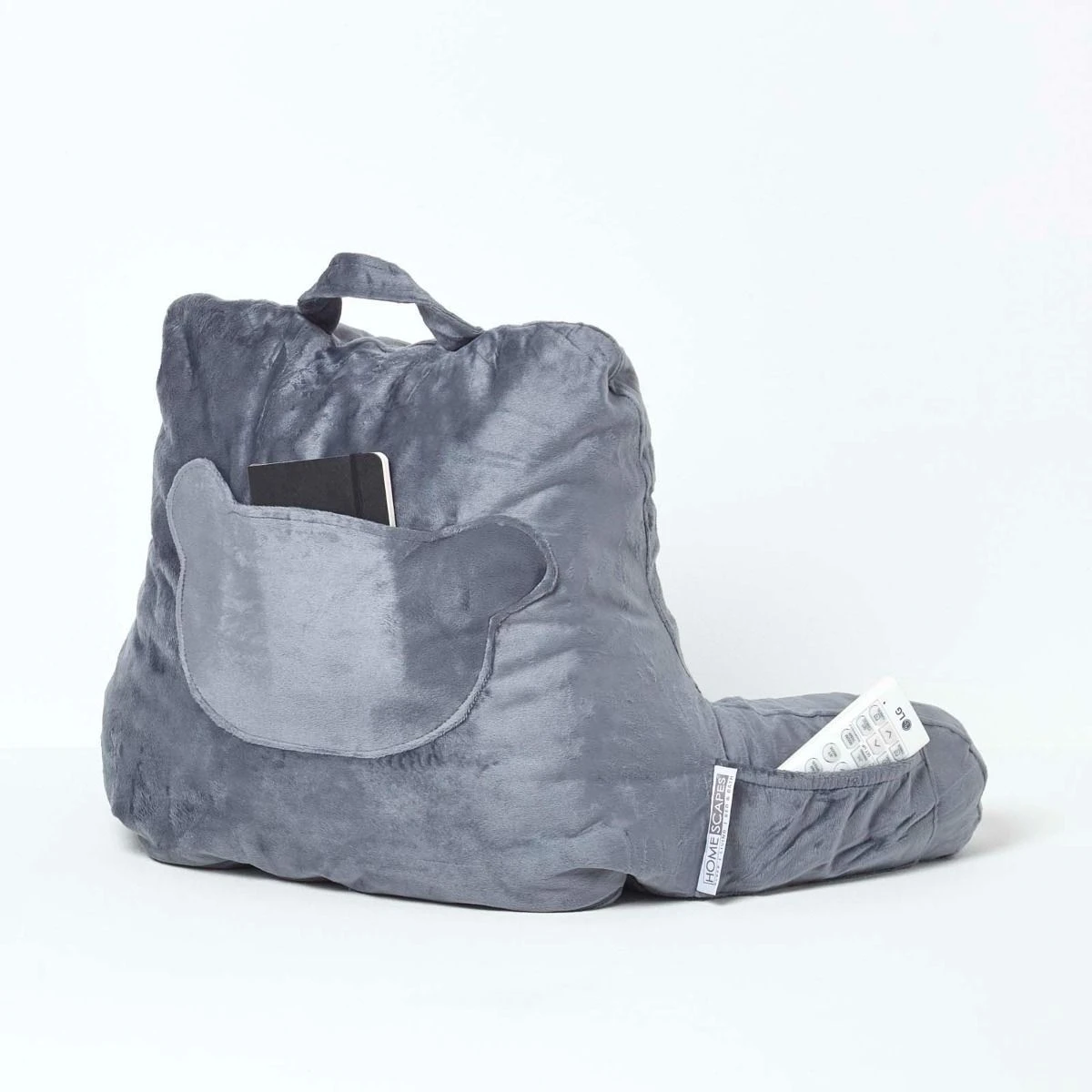 Grey Reading Pillow Memory Foam Filling & Velvet Cover, Standard 6 Grey Reading Pillow Memory Foam Filling & Velvet Cover, Standard - Image 4