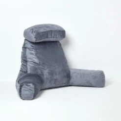 Grey Reading Pillow Memory Foam Filling & Velvet Cover, Extra Large