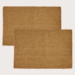 Set Of 2 Plain Coir Doormats 60 X 40
