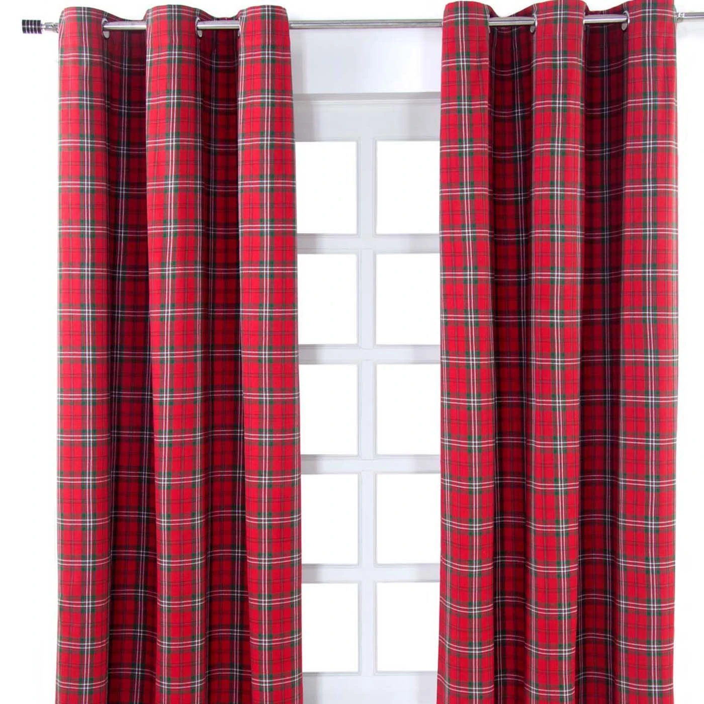 Edward Tartan Check Ready Made Eyelet Curtain Pair 3 Edward Tartan Check Ready Made Eyelet Curtain Pair