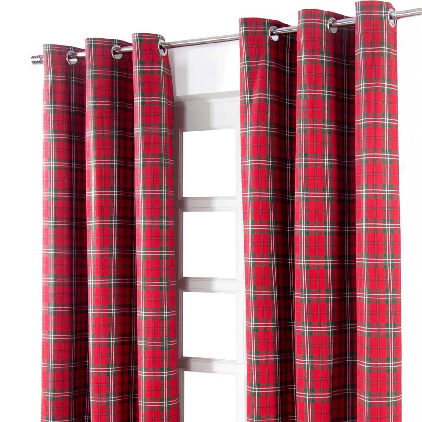 Edward Tartan Check Ready Made Eyelet Curtain Pair 4 Edward Tartan Check Ready Made Eyelet Curtain Pair - Image 2